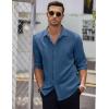 imageCOOFANDY Mens Casual Shirt Long Sleeve Casual Button Down Shirt for Men Summer Beach Wedding ShirtDenim Blue