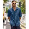 imageCOOFANDY Mens Casual Shirt Long Sleeve Casual Button Down Shirt for Men Summer Beach Wedding ShirtDenim Blue