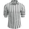 imageCOOFANDY Mens Casual Shirt Long Sleeve Casual Button Down Shirt for Men Summer Beach Wedding ShirtGrey Thick Stripes