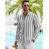 imageCOOFANDY Mens Casual Shirt Long Sleeve Casual Button Down Shirt for Men Summer Beach Wedding ShirtGrey Thick Stripes