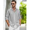 imageCOOFANDY Mens Casual Shirt Long Sleeve Casual Button Down Shirt for Men Summer Beach Wedding ShirtGrey Thick Stripes
