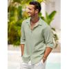 imageCOOFANDY Mens Casual Shirt Long Sleeve Casual Button Down Shirt for Men Summer Beach Wedding ShirtLight Green