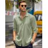imageCOOFANDY Mens Casual Shirt Long Sleeve Casual Button Down Shirt for Men Summer Beach Wedding ShirtLight Green