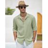 imageCOOFANDY Mens Casual Shirt Long Sleeve Casual Button Down Shirt for Men Summer Beach Wedding ShirtLight Green