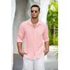 imageCOOFANDY Mens Casual Shirt Long Sleeve Casual Button Down Shirt for Men Summer Beach Wedding ShirtLight Pink