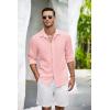 imageCOOFANDY Mens Casual Shirt Long Sleeve Casual Button Down Shirt for Men Summer Beach Wedding ShirtLight Pink