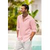 imageCOOFANDY Mens Casual Shirt Long Sleeve Casual Button Down Shirt for Men Summer Beach Wedding ShirtLight Pink