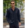 imageCOOFANDY Mens Casual Shirt Long Sleeve Casual Button Down Shirt for Men Summer Beach Wedding ShirtPersian Blue