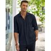 imageCOOFANDY Mens Casual Shirt Long Sleeve Casual Button Down Shirt for Men Summer Beach Wedding ShirtPersian Blue