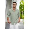 imageCOOFANDY Mens Casual Shirt Long Sleeve Casual Button Down Shirt for Men Summer Beach Wedding ShirtSage Green
