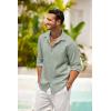 imageCOOFANDY Mens Casual Shirt Long Sleeve Casual Button Down Shirt for Men Summer Beach Wedding ShirtSage Green