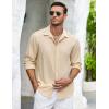 imageCOOFANDY Mens Casual Shirt Long Sleeve Casual Button Down Shirt for Men Summer Beach Wedding ShirtStone