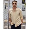 imageCOOFANDY Mens Casual Shirt Long Sleeve Casual Button Down Shirt for Men Summer Beach Wedding ShirtStone