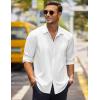 imageCOOFANDY Mens Casual Shirt Long Sleeve Casual Button Down Shirt for Men Summer Beach Wedding ShirtWhite