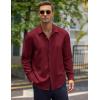 imageCOOFANDY Mens Casual Shirt Long Sleeve Casual Button Down Shirt for Men Summer Beach Wedding ShirtWine Red