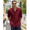 imageCOOFANDY Mens Casual Shirt Long Sleeve Casual Button Down Shirt for Men Summer Beach Wedding ShirtWine Red