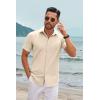 imageCOOFANDY Mens Casual Short Sleeve Button Down Shirts Summer Untucked Wrinkle Free ShirtsBeige