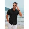 imageCOOFANDY Mens Casual Short Sleeve Button Down Shirts Summer Untucked Wrinkle Free ShirtsBlack