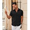 imageCOOFANDY Mens Casual Short Sleeve Button Down Shirts Summer Untucked Wrinkle Free ShirtsBlack