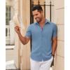 imageCOOFANDY Mens Casual Short Sleeve Button Down Shirts Summer Untucked Wrinkle Free ShirtsBlue