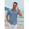 imageCOOFANDY Mens Casual Short Sleeve Button Down Shirts Summer Untucked Wrinkle Free ShirtsBlue