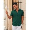 imageCOOFANDY Mens Casual Short Sleeve Button Down Shirts Summer Untucked Wrinkle Free ShirtsDark Green