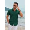 imageCOOFANDY Mens Casual Short Sleeve Button Down Shirts Summer Untucked Wrinkle Free ShirtsDark Green