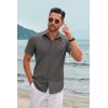 imageCOOFANDY Mens Casual Short Sleeve Button Down Shirts Summer Untucked Wrinkle Free ShirtsDark Grey