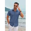 imageCOOFANDY Mens Casual Short Sleeve Button Down Shirts Summer Untucked Wrinkle Free ShirtsDenim Blue