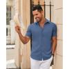 imageCOOFANDY Mens Casual Short Sleeve Button Down Shirts Summer Untucked Wrinkle Free ShirtsDenim Blue