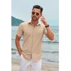 imageCOOFANDY Mens Casual Short Sleeve Button Down Shirts Summer Untucked Wrinkle Free ShirtsKhaki