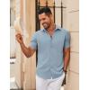imageCOOFANDY Mens Casual Short Sleeve Button Down Shirts Summer Untucked Wrinkle Free ShirtsLight Blue