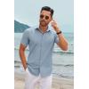 imageCOOFANDY Mens Casual Short Sleeve Button Down Shirts Summer Untucked Wrinkle Free ShirtsLight Blue