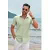 imageCOOFANDY Mens Casual Short Sleeve Button Down Shirts Summer Untucked Wrinkle Free ShirtsLight Green
