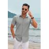 imageCOOFANDY Mens Casual Short Sleeve Button Down Shirts Summer Untucked Wrinkle Free ShirtsLight Grey