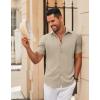 imageCOOFANDY Mens Casual Short Sleeve Button Down Shirts Summer Untucked Wrinkle Free ShirtsLight Khaki