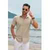 imageCOOFANDY Mens Casual Short Sleeve Button Down Shirts Summer Untucked Wrinkle Free ShirtsLight Khaki