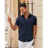 imageCOOFANDY Mens Casual Short Sleeve Button Down Shirts Summer Untucked Wrinkle Free ShirtsNavy Blue