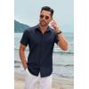 imageCOOFANDY Mens Casual Short Sleeve Button Down Shirts Summer Untucked Wrinkle Free ShirtsNavy Blue
