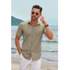 imageCOOFANDY Mens Casual Short Sleeve Button Down Shirts Summer Untucked Wrinkle Free ShirtsOlive Green