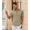 imageCOOFANDY Mens Casual Short Sleeve Button Down Shirts Summer Untucked Wrinkle Free ShirtsOlive Green