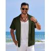 imageCOOFANDY Mens Casual Short Sleeve Button Down Shirts Textured Summer Beach Shirts Hawaiian Floral Vacation ShirtsArmy Green