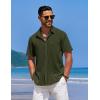 imageCOOFANDY Mens Casual Short Sleeve Button Down Shirts Textured Summer Beach Shirts Hawaiian Floral Vacation ShirtsArmy Green