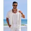 imageCOOFANDY Mens Casual Short Sleeve Button Down Shirts Textured Summer Beach Shirts Hawaiian Floral Vacation ShirtsAwhite