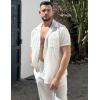 imageCOOFANDY Mens Casual Short Sleeve Button Down Shirts Textured Summer Beach Shirts Hawaiian Floral Vacation ShirtsAwhite