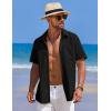 imageCOOFANDY Mens Casual Short Sleeve Button Down Shirts Textured Summer Beach Shirts Hawaiian Floral Vacation ShirtsBlack