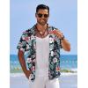 imageCOOFANDY Mens Casual Short Sleeve Button Down Shirts Textured Summer Beach Shirts Hawaiian Floral Vacation ShirtsBlackflowers
