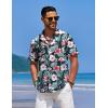 imageCOOFANDY Mens Casual Short Sleeve Button Down Shirts Textured Summer Beach Shirts Hawaiian Floral Vacation ShirtsBlackflowers