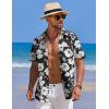 imageCOOFANDY Mens Casual Short Sleeve Button Down Shirts Textured Summer Beach Shirts Hawaiian Floral Vacation ShirtsBlackwhite Floral