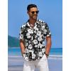 imageCOOFANDY Mens Casual Short Sleeve Button Down Shirts Textured Summer Beach Shirts Hawaiian Floral Vacation ShirtsBlackwhite Floral